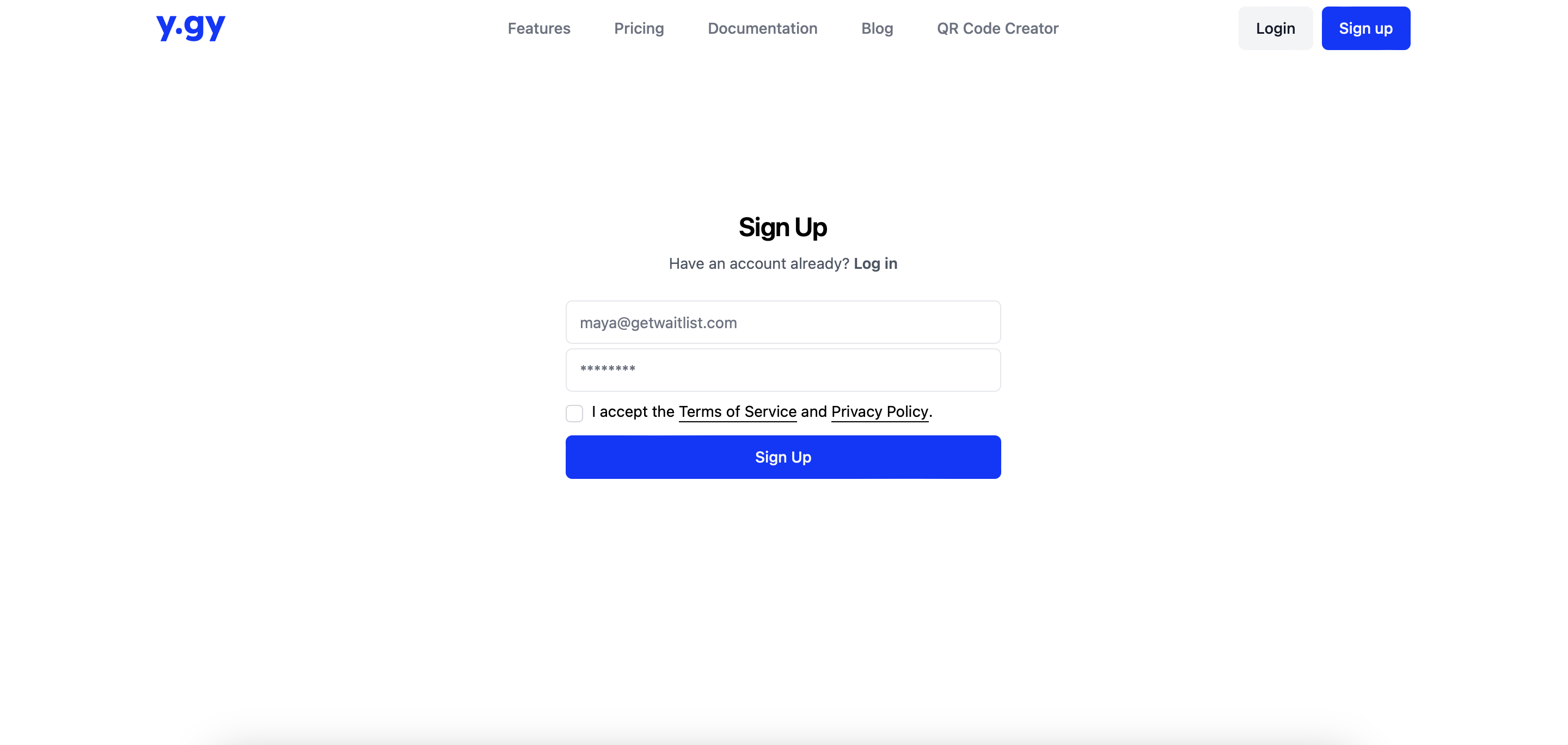 Sign Up Page YGY